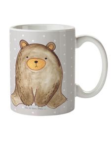 Детская кружка с изображением сидящего медведя, без слов, пастельно-серого цвета Mr. & Mrs. Panda