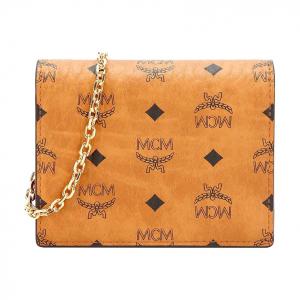 MCM Женский мини кошелёк из искусственной кожи коричневый коньяк