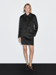 Короткая искусственная шуба Massimo Dutti, темно-серый