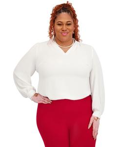 Женская блузка с длинными рукавами и V-образным вырезом Kasper, White