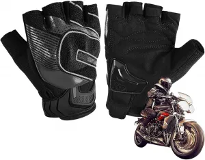 Мотоциклетные перчатки | Нескользящие, дышащие, без пальцев | Мотоциклетные перчатки с сенсорным экраном, байкерские перчатки с гелевой ладонью, мужские мотоциклетные перчатки, Schwarz