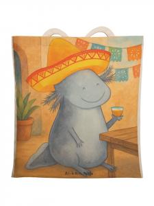 Mr. & Mrs. Panda Сумка-шоппер с изображением аксолотля и текилы, без слогана, белого цвета