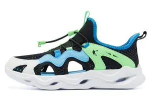 QIAODAN Детские кроссовки для бега на низком ходу из синтетической кожи и текстиля с дышащей легкой амортизацией black