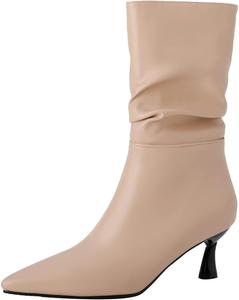 Женские модные ботильоны LYYSKY с зауженным носком, на среднем каблуке 5 см, короткие, удобные, с легким надеванием, Apricot(22-15)