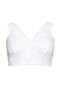 Бюстгальтер без косточек в форме бюстье с кружевной отделкой Sheego, белый