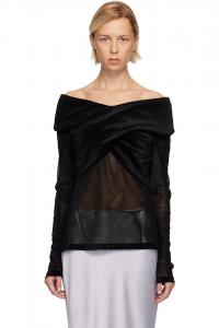 Топ из бархатной сетки с открытыми плечами Anna Sui, черный