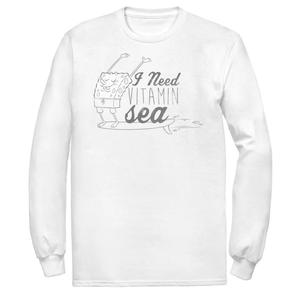 Мужская футболка с длинными рукавами и квадратными штанами «Губка Боб для серфинга, мне нужно витаминное море» Licensed Character