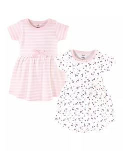 Платья с короткими рукавами из органического хлопка для маленьких девочек, 2 шт., Синий Слон Touched By Nature, синий