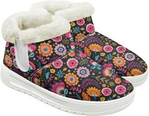 Зимние сапоги для женщин, женская обувь для путешествий, пушистые ботинки для ходьбы, кроссовки с пушистым воротником Cugasmaru, Flower