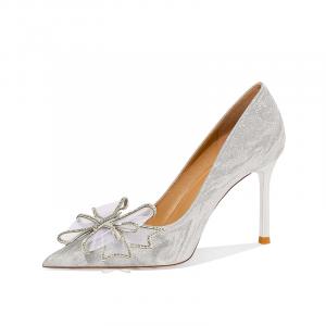 Li Ke Серебряные лодочки на шпильке с узким каблуком высотой 8 см, цвет Silver 8CM Heel Height