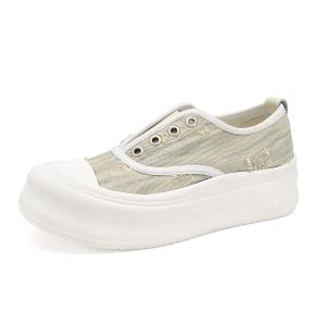 Белые скейтерские кроссовки антискользящие и износостойкие утепленные низкие кеды на платформе женские FOXER, бежевый