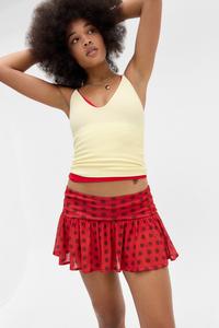 Юбка BDG Urban Outfitters LOLA POLKA DOT MINI SKORT, Red