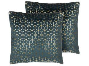 Подушка Beliani 2 шт CELOSIA, 45x45x45 см цвет blau/dunkelblau/gold