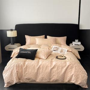 Комплект постельного белья Muji Light luxury 2.0, 4 предмета, 220х240/245х265 см, персиковый/бабочки