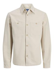Jack & Jones Рубашка JPRBLURAYLE LINEN BL. Однотонная, с длинным рукавом, бежевого цвета