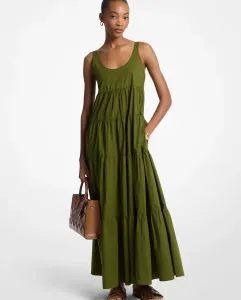 Длинное платье расклешенного силуэта из хлопка Michael Michael Kors, зеленый