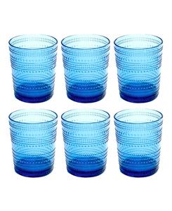 Набор из 6 бокалов для кобальтового кобальтового коктейля «Двойной виски» с бусинами Abode Homewares, синий