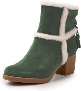 Женские ботильоны FSJ с круглым носком, средней высоты массивным каблуком, меховой отделкой, декоративными кисточками, боковой молнией, короткие, зимние, повседневные и нарядные туфли, размеры 4-15 US, Green