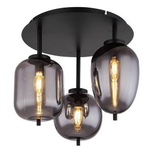Потолочный светильник Globo Lighting Blacky, железо / дымчатое стекло - 3 лампы - черный