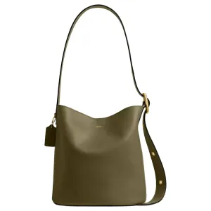 COACH Bleecker Cow Leather Bucket Bag, большая женская сумка через плечо, Brass & Olive