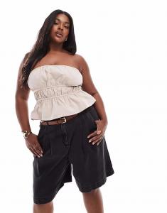 Джинсовые шорты-бермуды Curve с поясом черного цвета Asos Curve