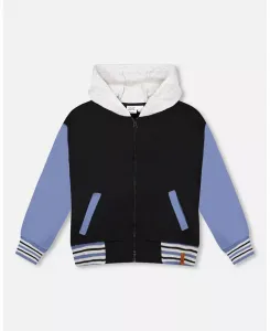 Флисовая куртка с капюшоном и застежкой-молнией для мальчика, черная, для детей Deux par Deux, черный