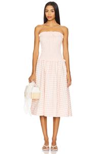 Платье миди в гингам-проверку Petal от For Love & Lemons, peach