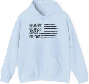 Толстовка с изображением бурбона, сигар, оружия и флага свободы - патриотический пуловер для мужчин и женщин. Удобная и теплая, идеально подходит для любого случая GENERIC, светло-голубой