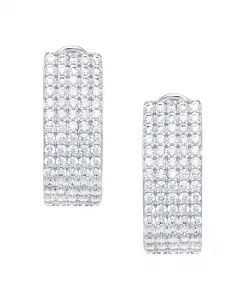 Серьги-Кольца из пяти рядов кубического циркония в серебряной пластине Macy'S, silver