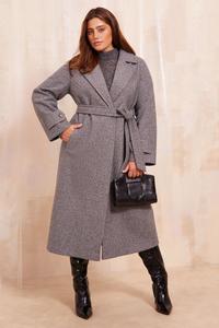 Пальто халат с изогнутым поясом Friends Like These, серый