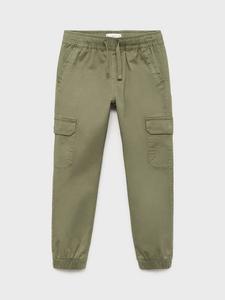 Детские брюки Kenya из хлопковой смеси с кулиской Mango, Beige Khaki