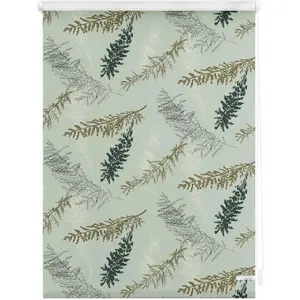 Рулонная штора LICHTBLICK Rollo Klemmfix, без сверления, затемнение, Fir Branches - зеленый затемняющая | энергосберегающая, свободно свисающая Lichtblick Original, зеленый/белый