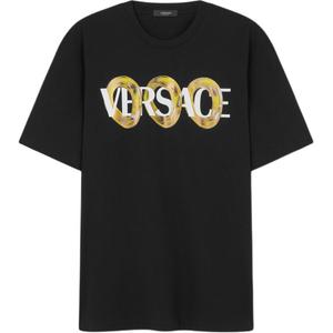 Майка с принтом Maxi Chain Logo VERSACE, черный