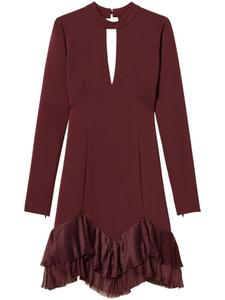 TWINSET мини-платье из плиссированного тюля с воланами, красный