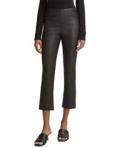 Винс Стритч Кожаные укороченные расклешенные брюки Vince, черный