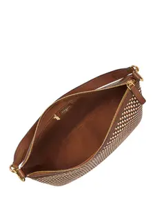 Женская кожаная сумка-хобо Fossil коричневого цвета с отделением для смартфона (ZB11114249)