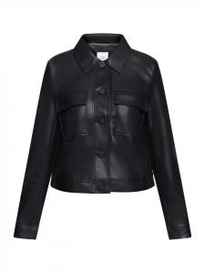 Кожаная куртка с длинными рукавами черного цвета BETTY & CO