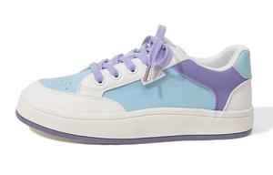 Женские противоскользящие износостойкие низкие кеды для скейтбординга Feiyue светло-голубой/бежевый/фиолетовый