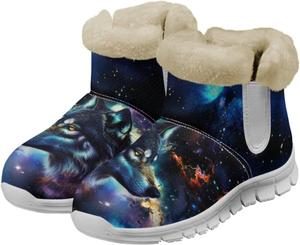 Женские зимние ботинки chaqlin Wolf Snow, высокие до щиколотки, модные, с мягким флисовым утеплителем, уютные с плоским каблуком, легкие, повседневные, для работы, прогулок и походов, Galaxy Wolf