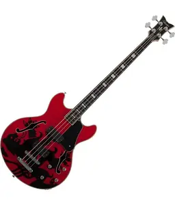 Электрический бас Schecter Simon Gallup Corsair красного цвета