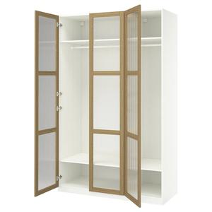 Гардероб PAX/TONSTAD IKEA, 150x60x236 см, цвет white/oak veneer glass