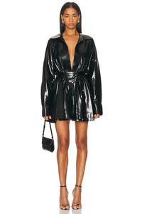Супербольшая рубашка оверсайз в виде расклешенного мини-платья Norma Kamali, Black