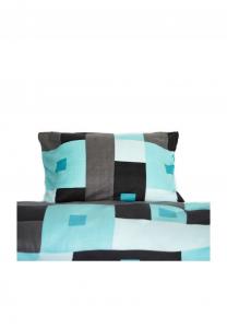 Современное флисовое постельное бельё со стильным дизайном в цветах бирюзовый, чёрный, серый Cofi, бирюзовый, чёрный, серый 155x220 см