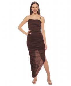 Длинное асимметричное облегающее платье без рукавов для подростков с декором Jump, Brown