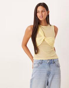 Прозрачный сетчатый топ-майка желтого цвета Asos Design
