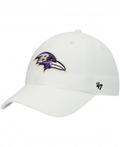 Мужская белая регулируемая шапка Baltimore Ravens Clean Up '47 Brand
