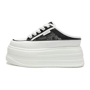 ZHR Женские закрытые тапочки черные [платформа 6 см + скрытая танкетка 2,6 см], цвет Black[Platform Sole 6cm+Hidden Wedge 2.6cm]