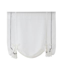 Полупрозрачная штора-баллон из фактурной пряжи с завязками, с карманом для карниза, длиной 63 дюйма Kate Aurora, White