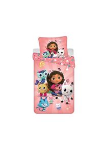 Розовый хлопковый постельный комплект Cofi, пододеяльник 140x200 см и наволочка 70x90 см