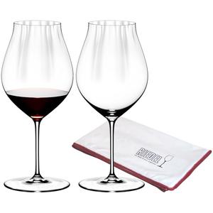 RIEDEL КОМПАНИЯ ПО ПРОИЗВОДСТВУ БОКАЛОВ ДЛЯ ВИНА Бокал для красного вина Pinot Noir включая салфетку для полировки Performance 830 мл, набор из 2 шт., прозрачный Riedel The Wine Glass Company, прозрачный